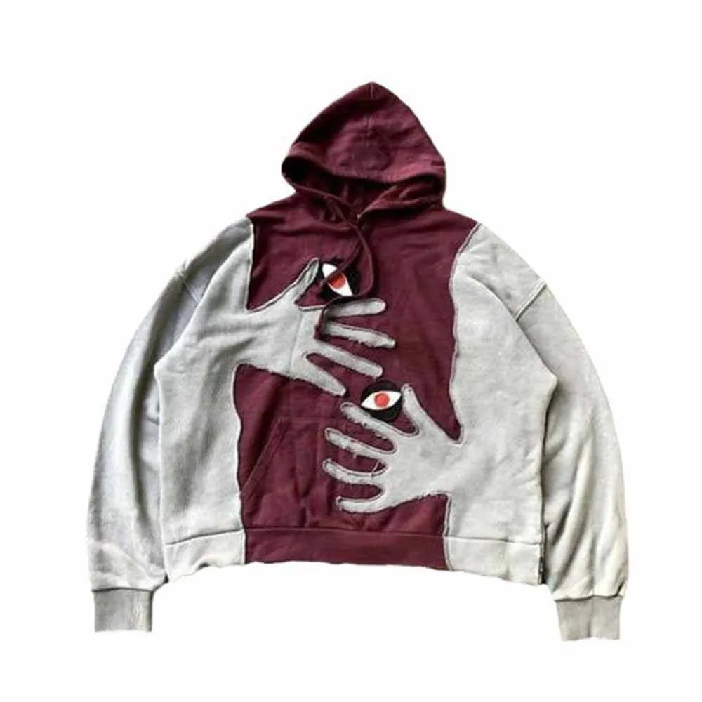 Fashion Dark Style Cloth Splicing Devil's Hand Loose Hoodie sold by GTHIC product image thumbnail 2