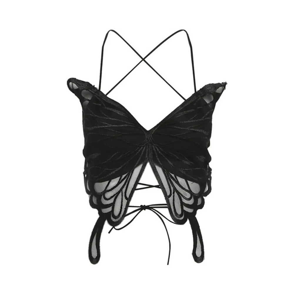 Slim Fit Sexy Lace-Up Backless Butterfly Strappy Vest sold by GTHIC