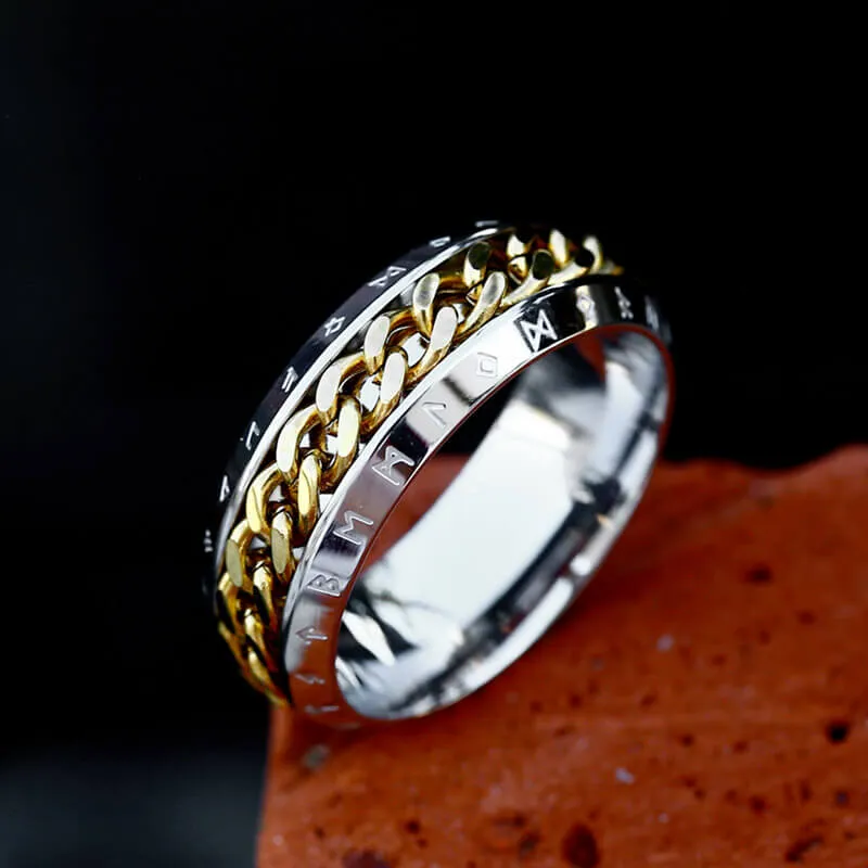 Viking Runes Chain Nordic Spinner Stainless Steel Ring sold by GTHIC product image thumbnail 5