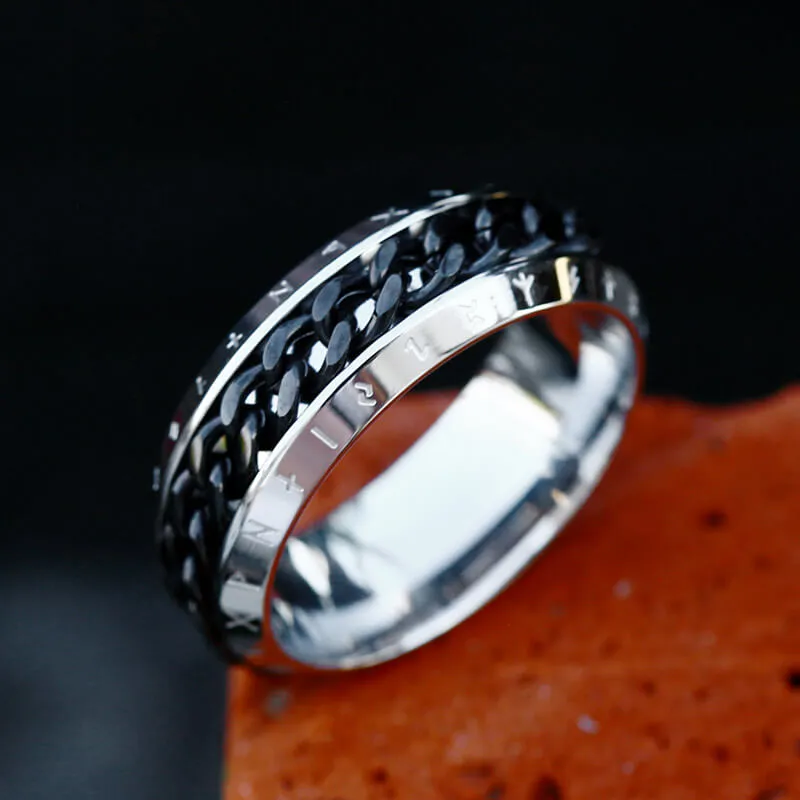 Viking Runes Chain Nordic Spinner Stainless Steel Ring sold by GTHIC product image thumbnail 4