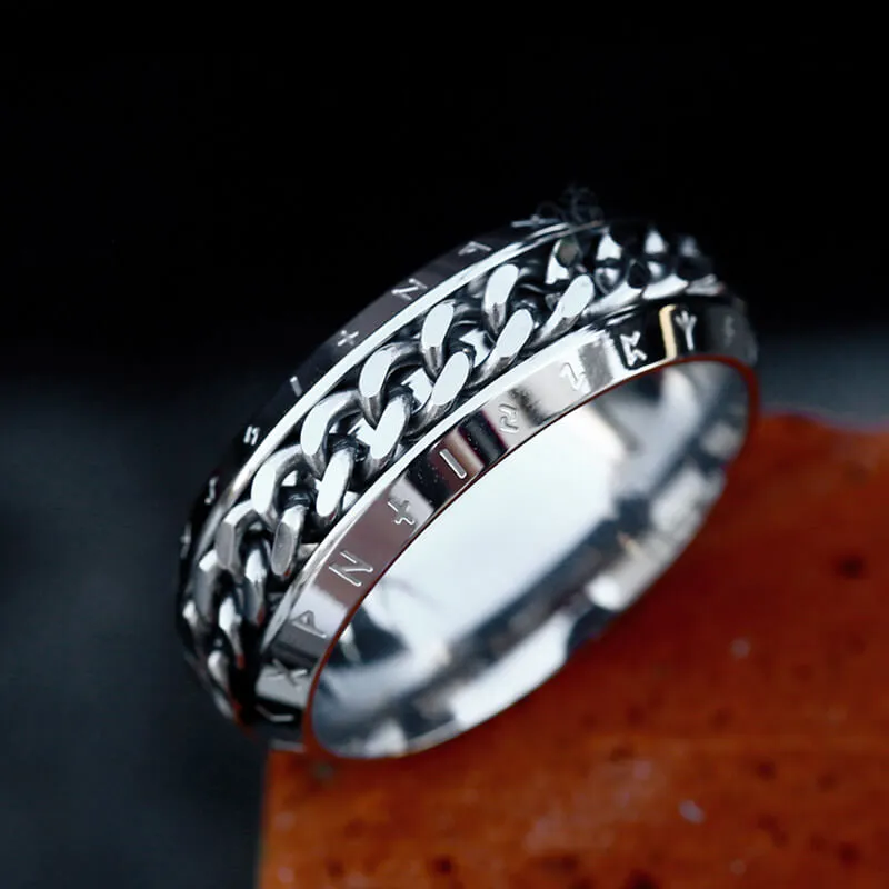 Viking Runes Chain Nordic Spinner Stainless Steel Ring sold by GTHIC product image thumbnail 3