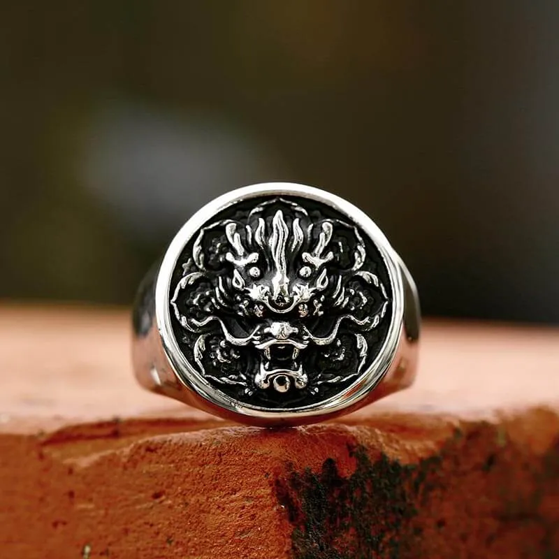 Vintage Dragon Head Pattern Stainless Steel Ring sold by GTHIC