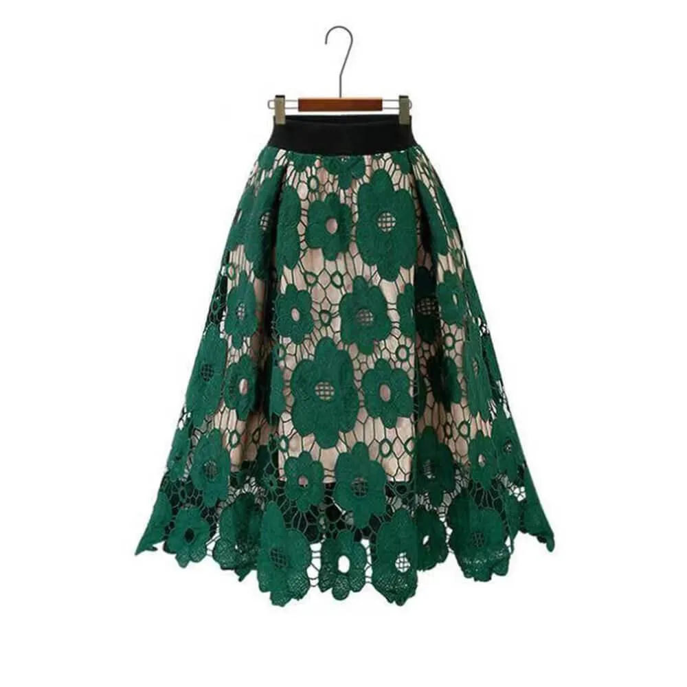 Fashion Lace Hollow Design Flower Print Skirt sold by GTHIC product image thumbnail 3