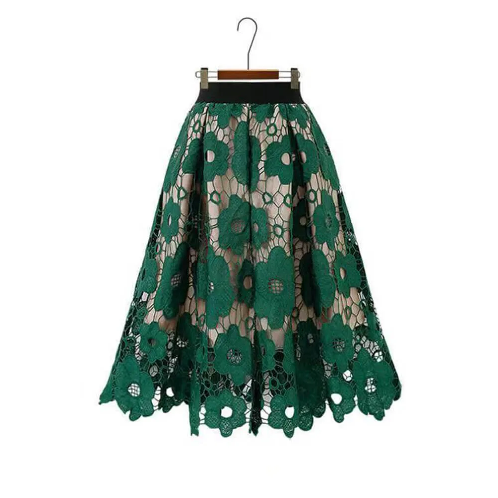 Fashion Lace Hollow Design Flower Print Skirt sold by GTHIC product image thumbnail 4