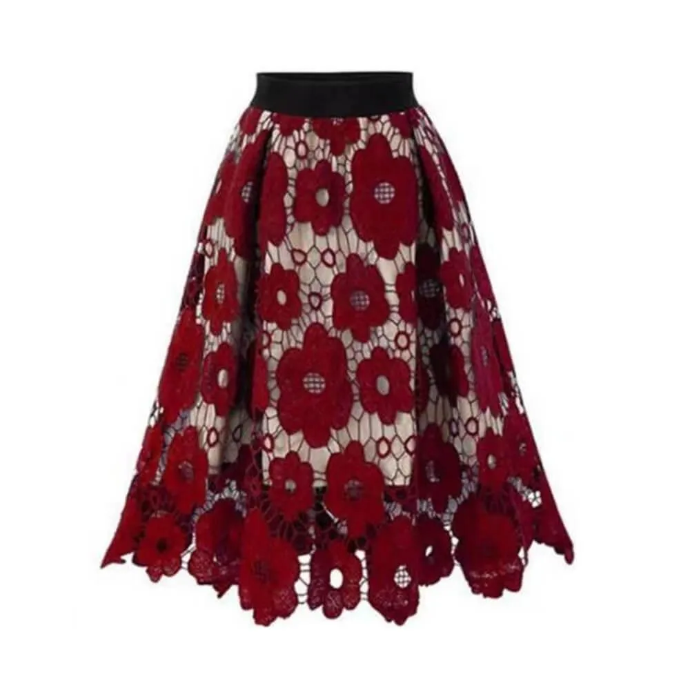 Fashion Lace Hollow Design Flower Print Skirt sold by GTHIC product image thumbnail 2