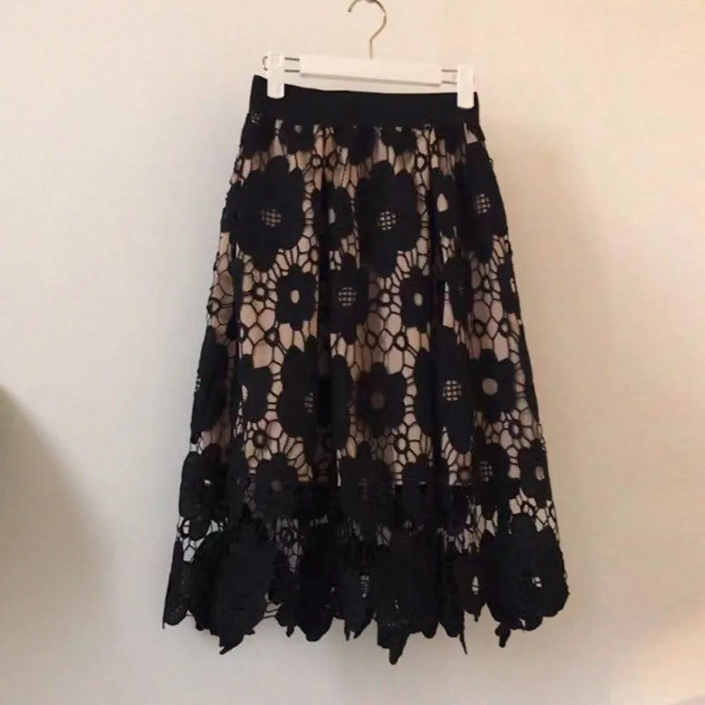 Fashion Lace Hollow Design Flower Print Skirt sold by GTHIC product image thumbnail 5
