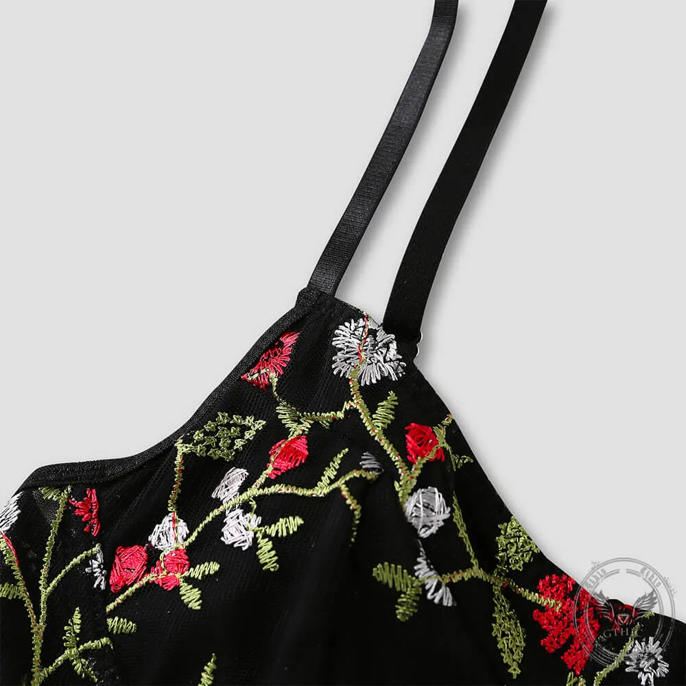 Vintage Rose Embroidered Mesh Short Camisole sold by GTHIC product image thumbnail 3