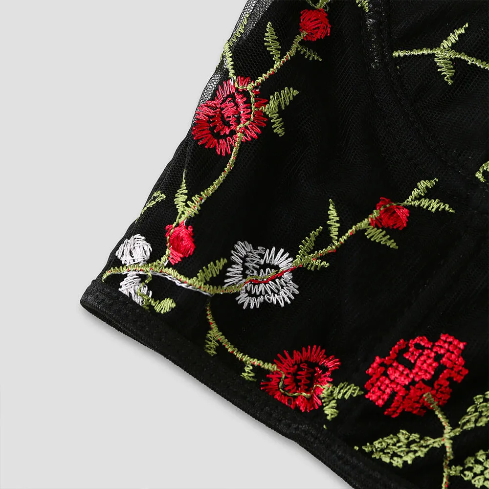 Vintage Rose Embroidered Mesh Short Camisole sold by GTHIC product image thumbnail 4