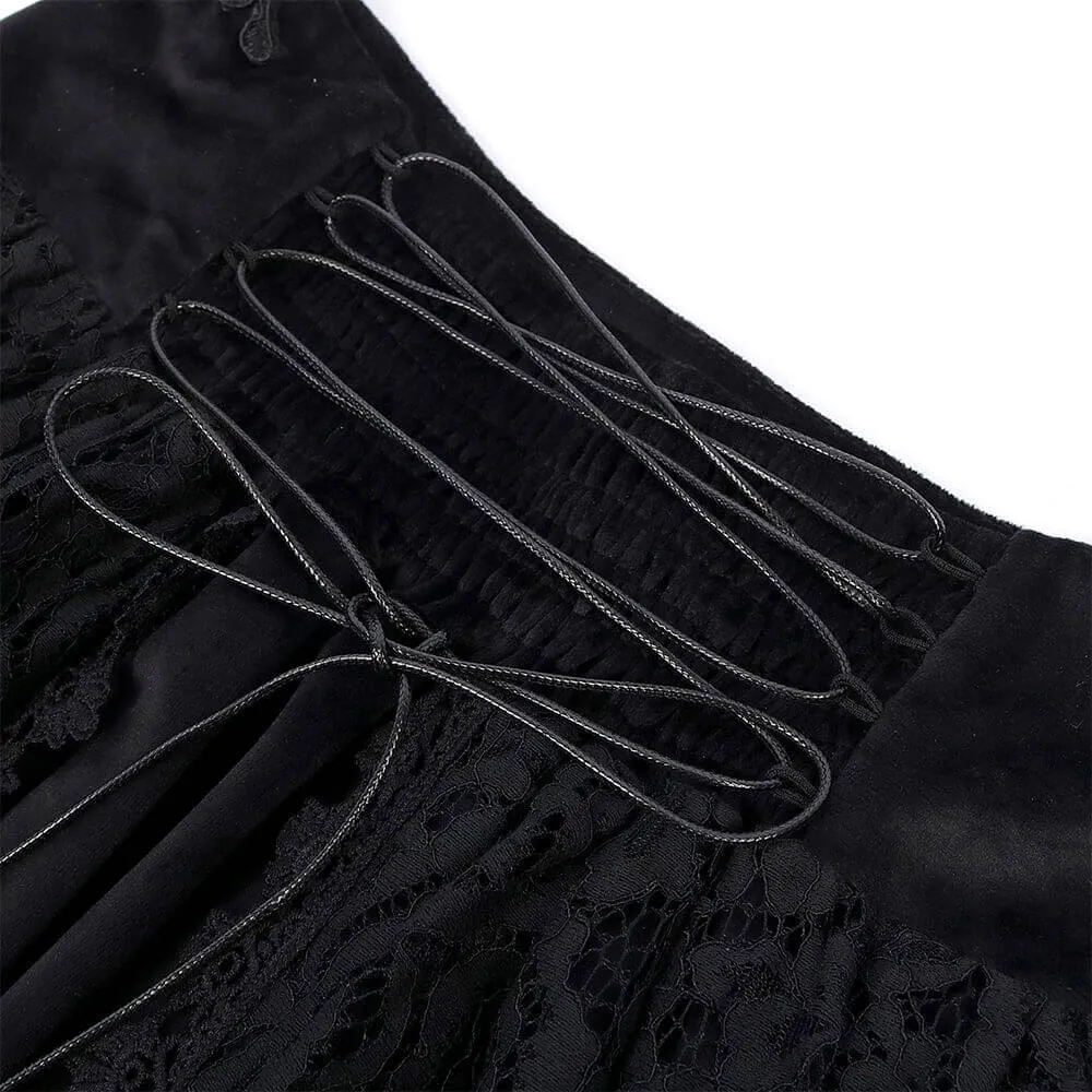 Gothic Velvet Lace Floral Mesh Midi Skirt sold by GTHIC product image thumbnail 5