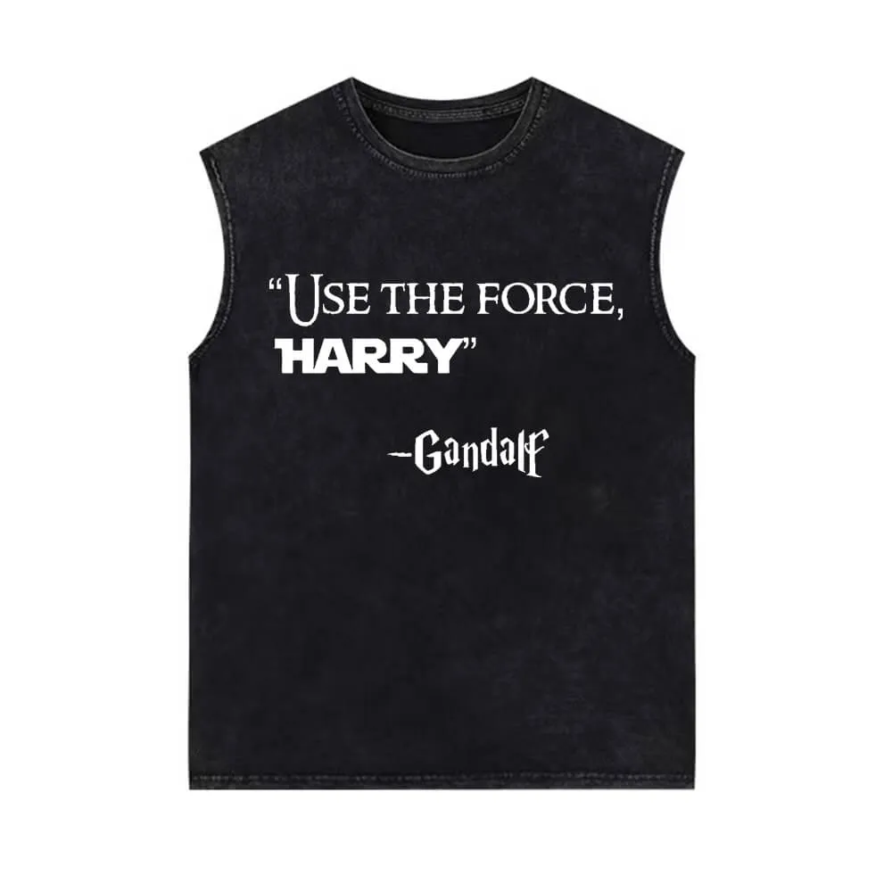 Use the Force Harry Gandalf Vintage Washed Vest Top sold by GTHIC