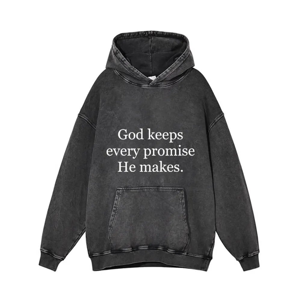 God Keeps Every Promise He Makes Vintage Washed Hoodie sold by GTHIC