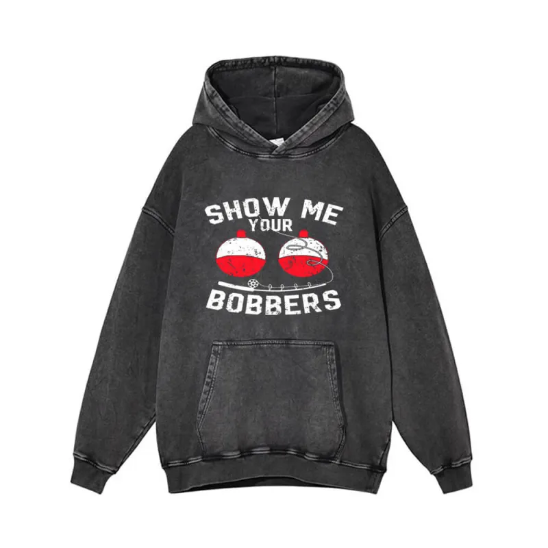 Show Me Your Bobbers Fishing Vintage Washed Hoodie sold by GTHIC