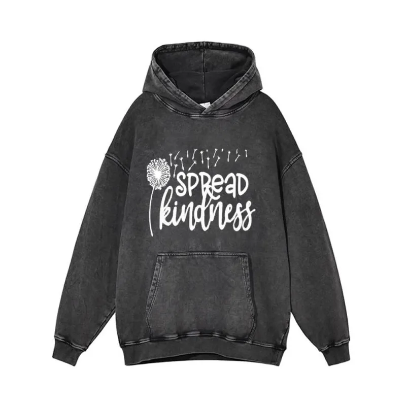 Spread Kindness Dandelion Pattern Vintage Washed Hoodie sold by GTHIC