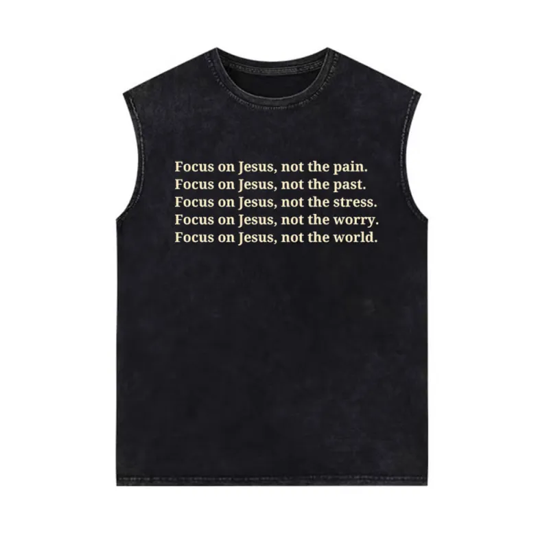 Focus On Jesus Not The Pain Vintage Washed Vest Top sold by GTHIC