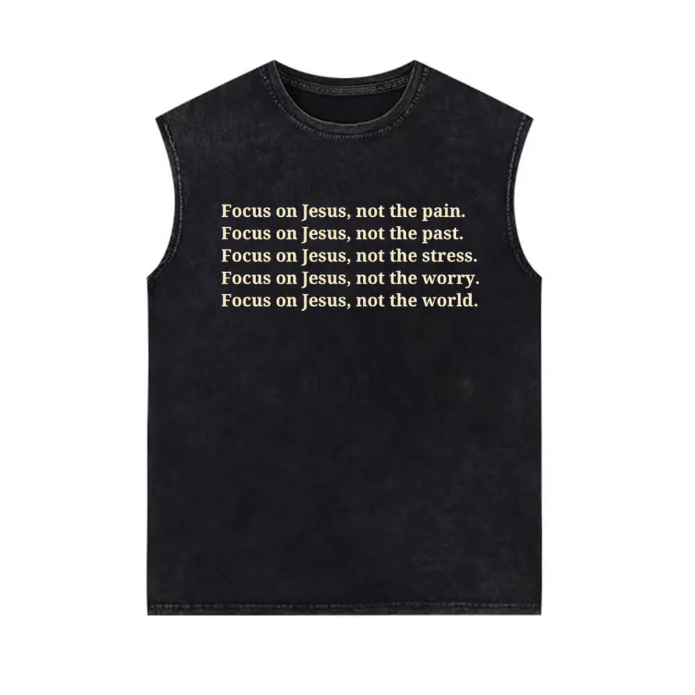 Focus On Jesus Not The Pain Vintage Washed Vest Top sold by GTHIC
