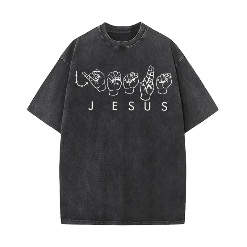 Jesus Sign Language Vintage Washed T-shirt sold by GTHIC