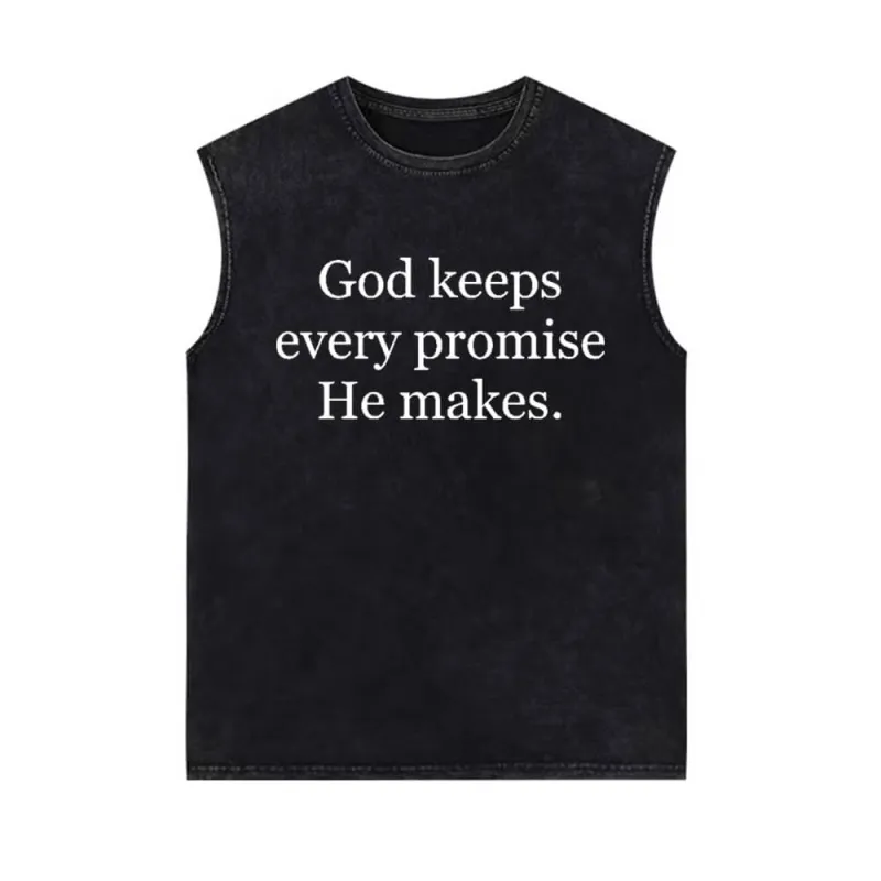 God Keeps Every Promise He Makes Vintage Washed Vest Top sold by GTHIC