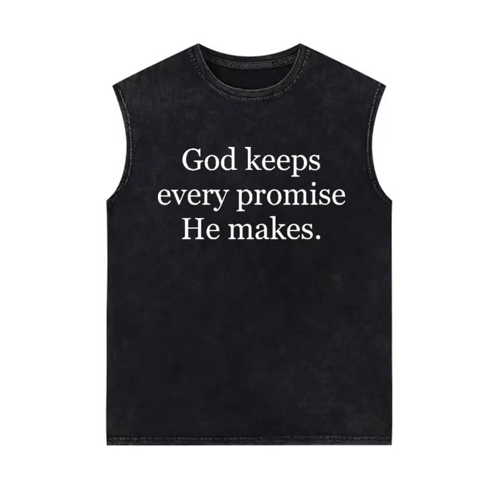 God Keeps Every Promise He Makes Vintage Washed Vest Top sold by GTHIC