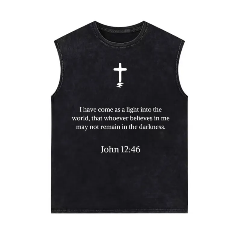 I Have Come As a Light Into the Word Vintage Washed Vest Top sold by GTHIC