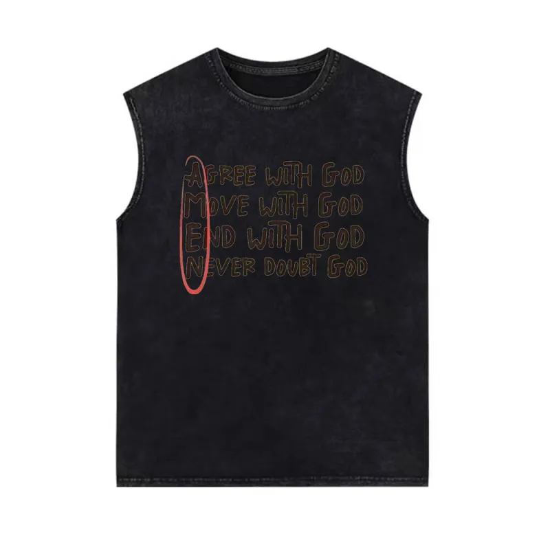 Agree With God Move With God Vintage Washed Vest Top sold by GTHIC