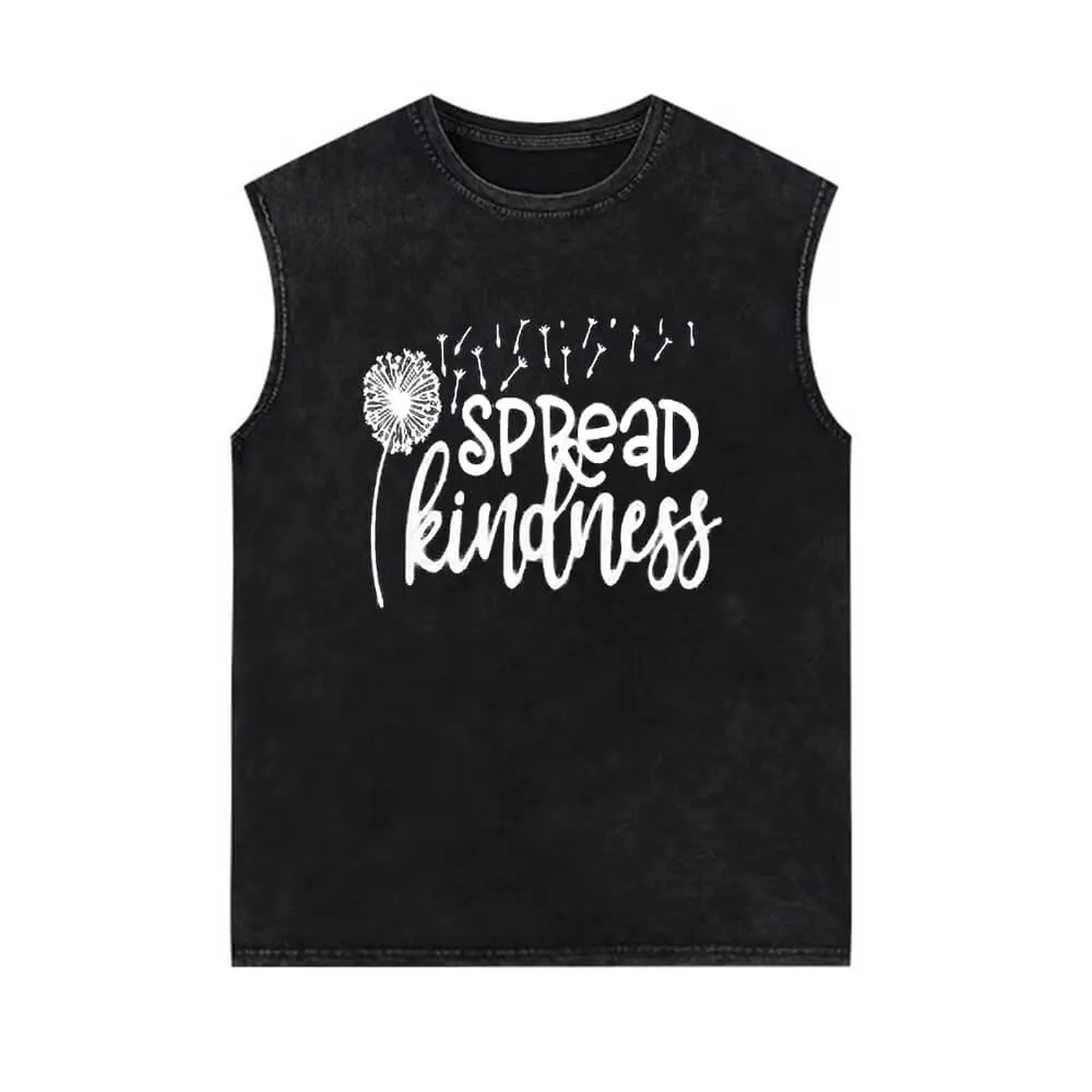 Spread Kindness Dandelion Pattern Vintage Washed Vest Top sold by GTHIC