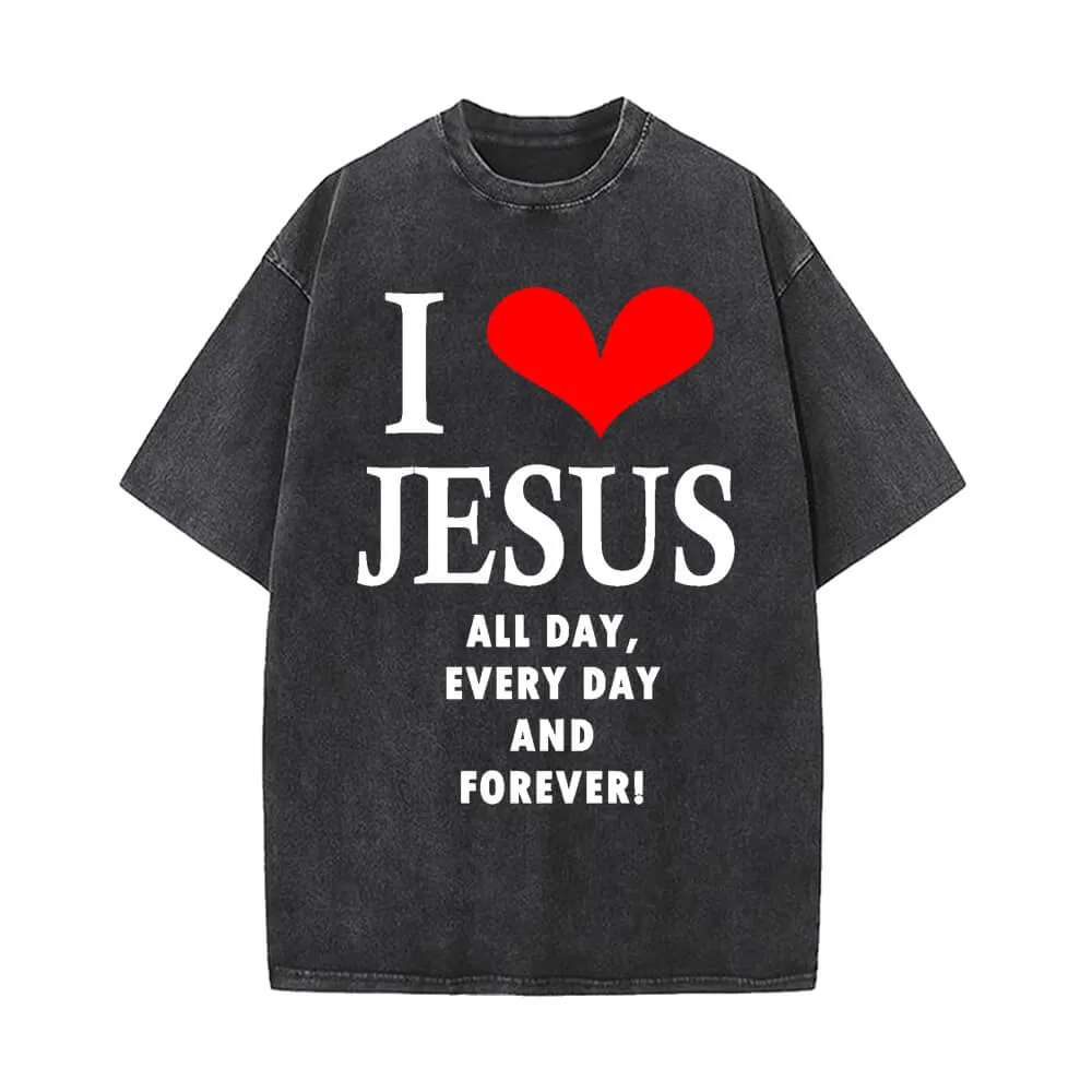 I Love Jesus All Day Vintage Washed T-shirt sold by GTHIC