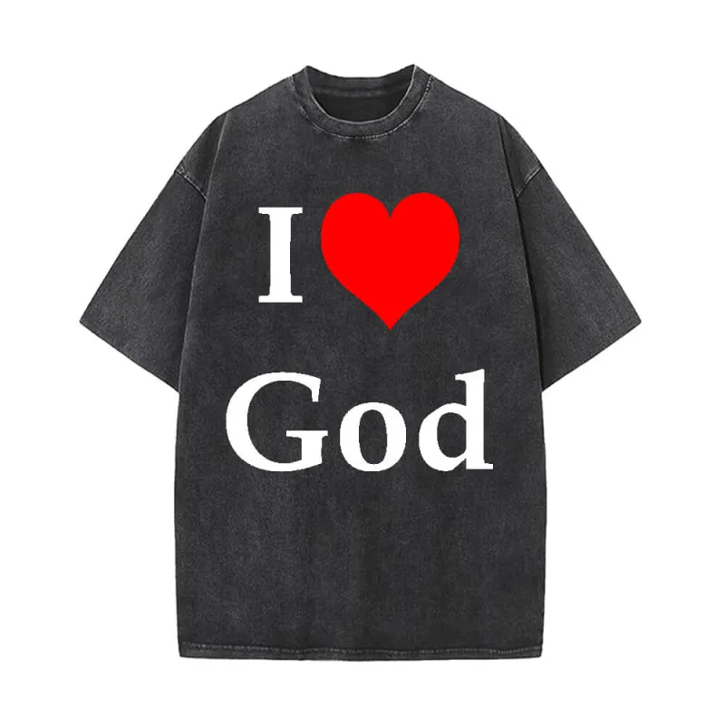 I Love God Print Vintage Washed T-shirt sold by GTHIC
