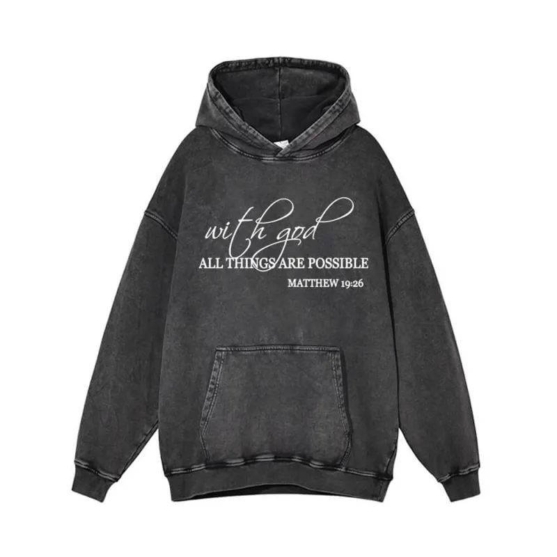 With God All Things Are Possible Vintage Washed Hoodie sold by GTHIC