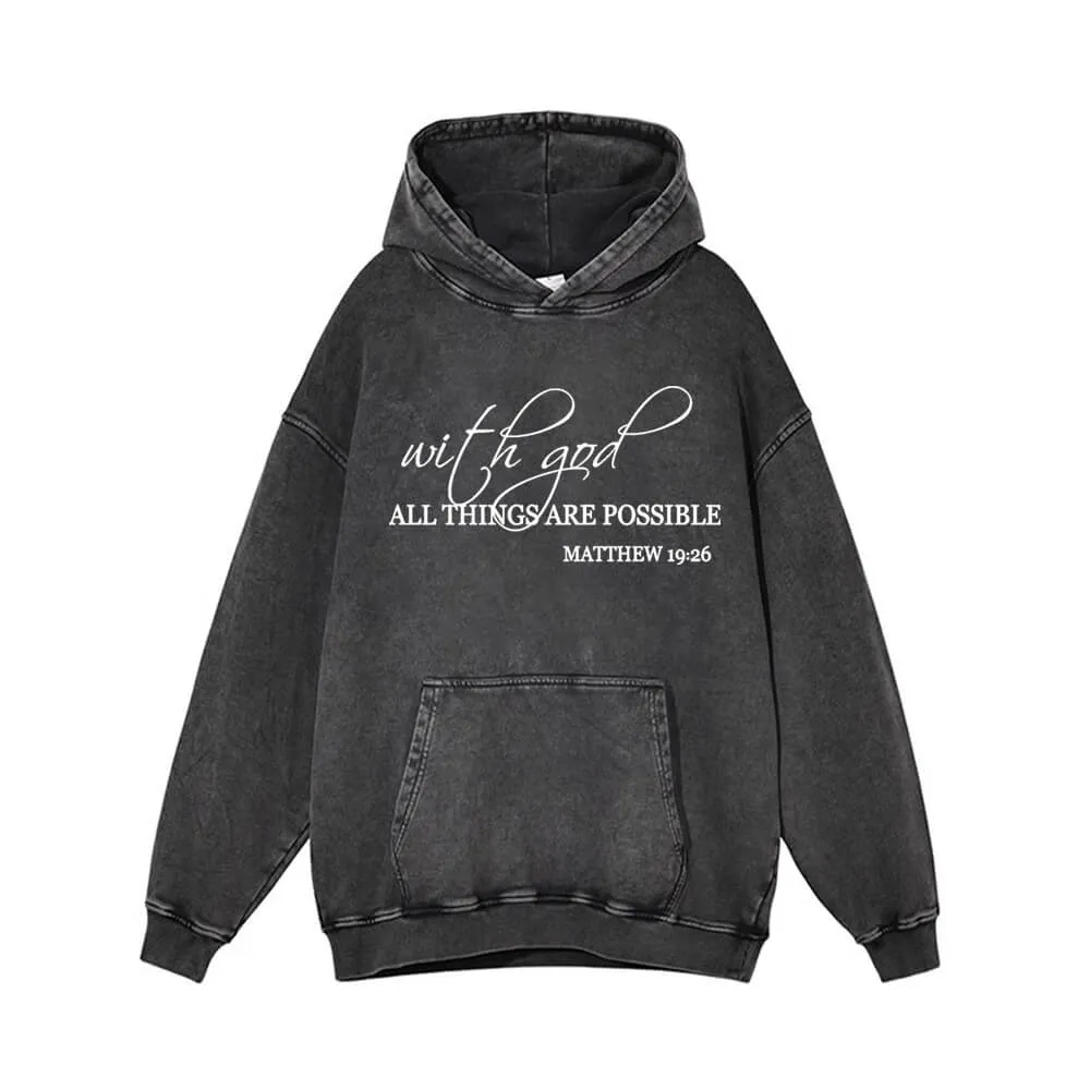 With God All Things Are Possible Vintage Washed Hoodie sold by GTHIC