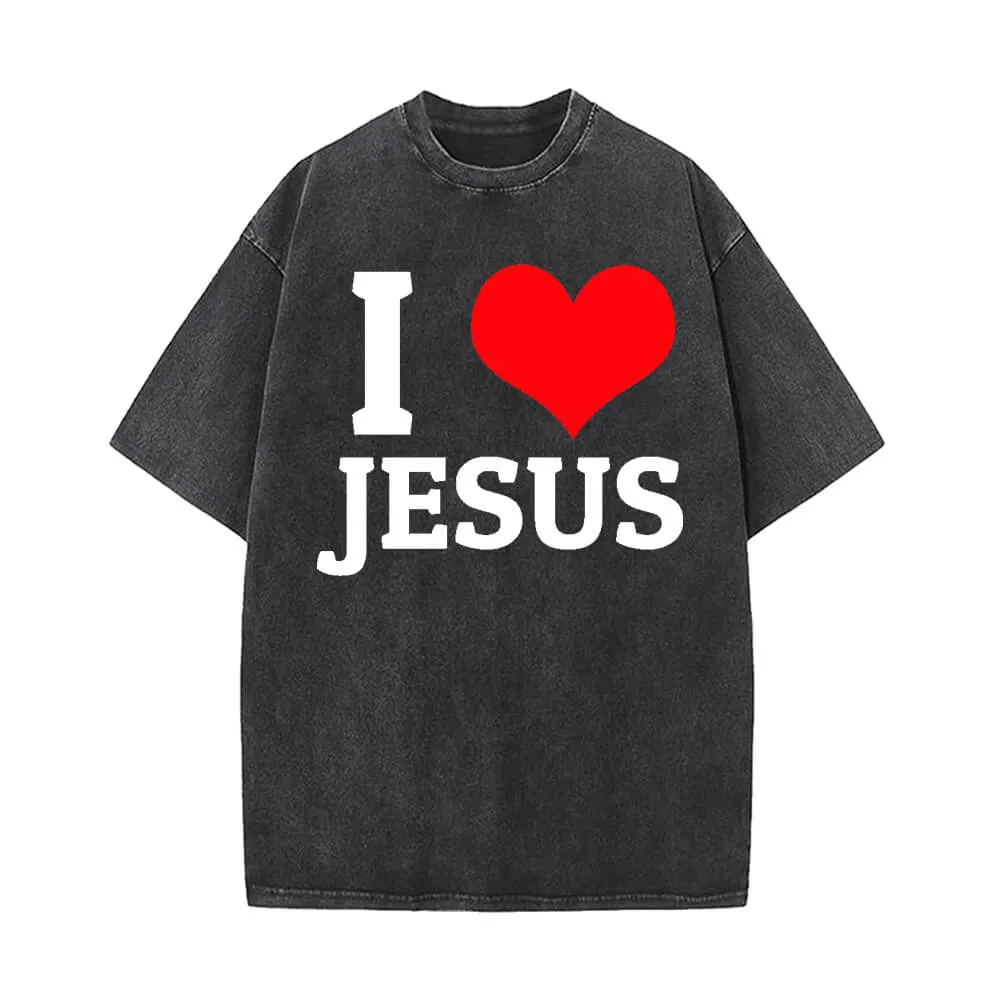 I Love Jesus Print Vintage Washed T-shirt sold by GTHIC
