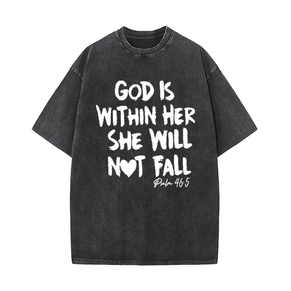 God Is Within Her She Will Not Fall Vintage Washed T-shirt sold by GTHIC