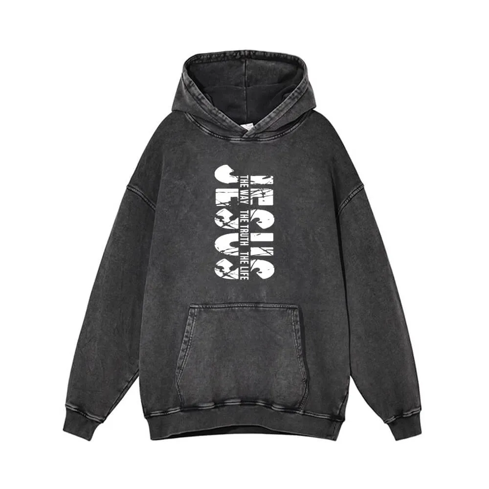 Jesus Is The Way The Truth The Life Vintage Washed Hoodie sold by GTHIC