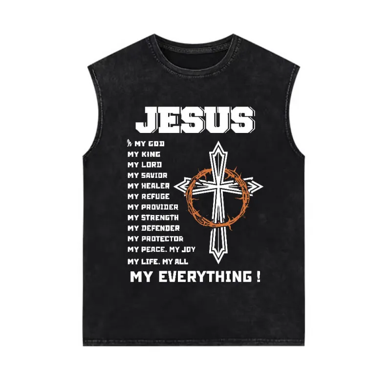 Jesus Is My Everything Vintage Washed Vest Top sold by GTHIC