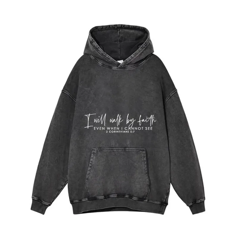 I'll Walk By Faith Vintage Washed Hoodie sold by GTHIC