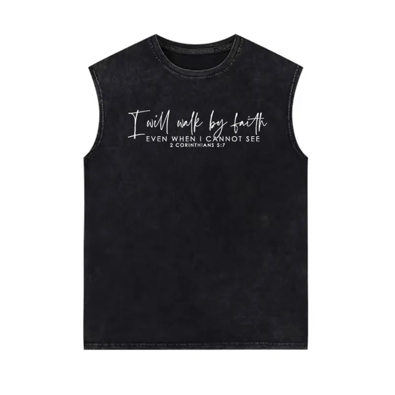 I'll Walk By Faith Vintage Washed Vest Top sold by GTHIC
