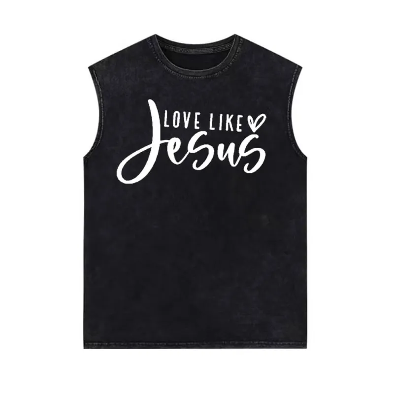 Love Like Jesus Print Vintage Washed Vest Top sold by GTHIC