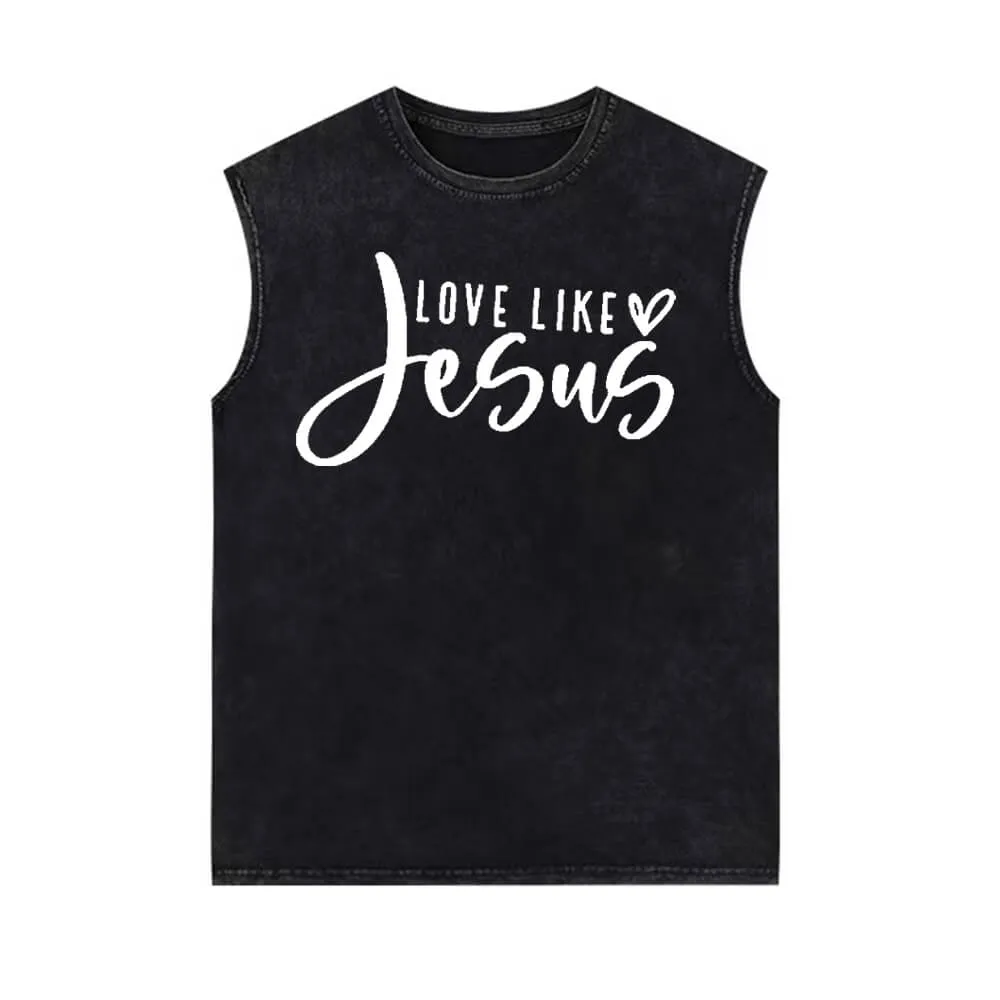 Love Like Jesus Print Vintage Washed Vest Top sold by GTHIC