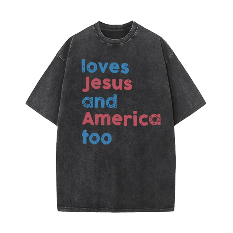 Loves Jesus and America Too Vintage Washed T-shirt made by GTHIC