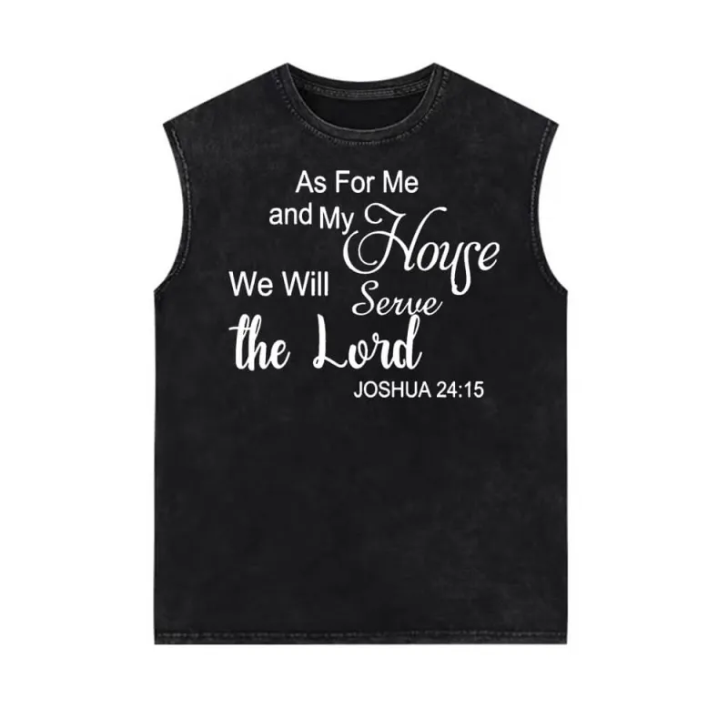We Will Serve The Lord Vintage Washed Vest Top sold by GTHIC