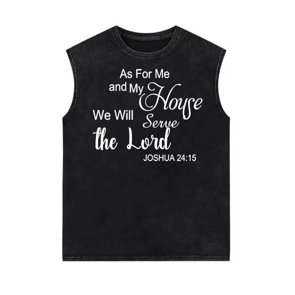 We Will Serve The Lord Vintage Washed Vest Top sold by GTHIC