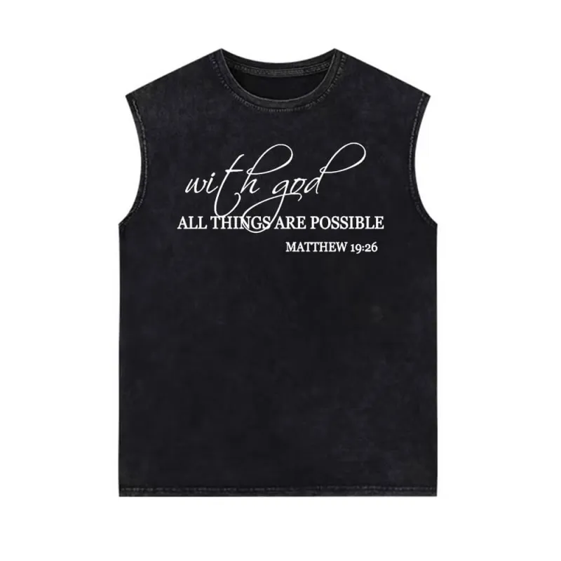 With God All Things Are Possible Vintage Washed Vest Top sold by GTHIC