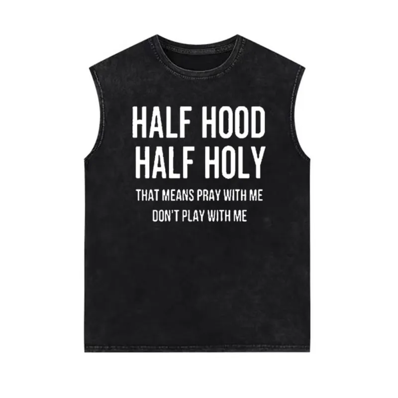 Half Hood Half Holy Vintage Washed Vest Top sold by GTHIC