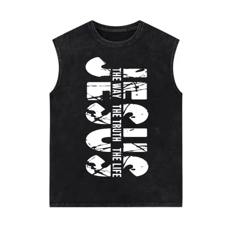 Jesus Is The Way The Truth The Life Vintage Washed Vest Top made by GTHIC