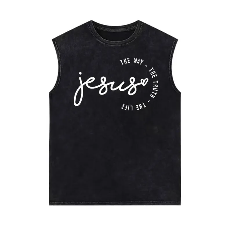 The Way The Truth The Life Vintage Washed Vest Top sold by GTHIC