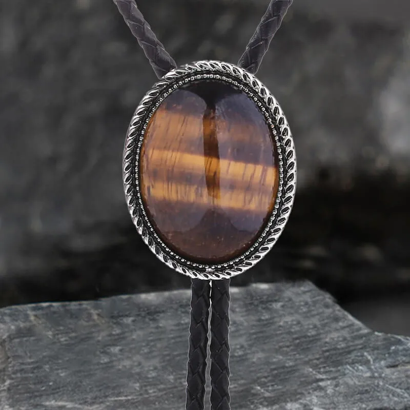 Vintage Natural Gemstone Cowboy Alloy Bolo Tie sold by GTHIC product image thumbnail 2