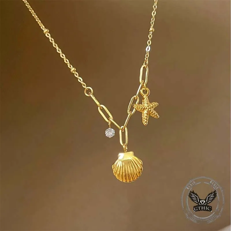Simple Starfish Shell Stainless Steel Necklace sold by GTHIC product image thumbnail 5