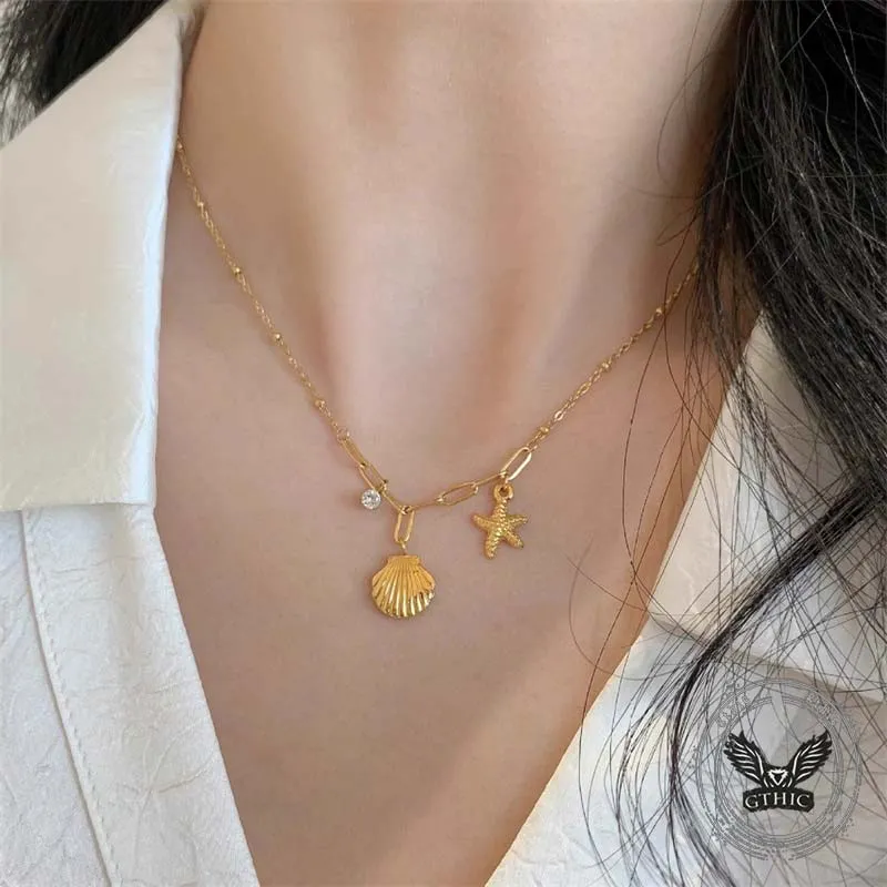 Simple Starfish Shell Stainless Steel Necklace sold by GTHIC product image thumbnail 2