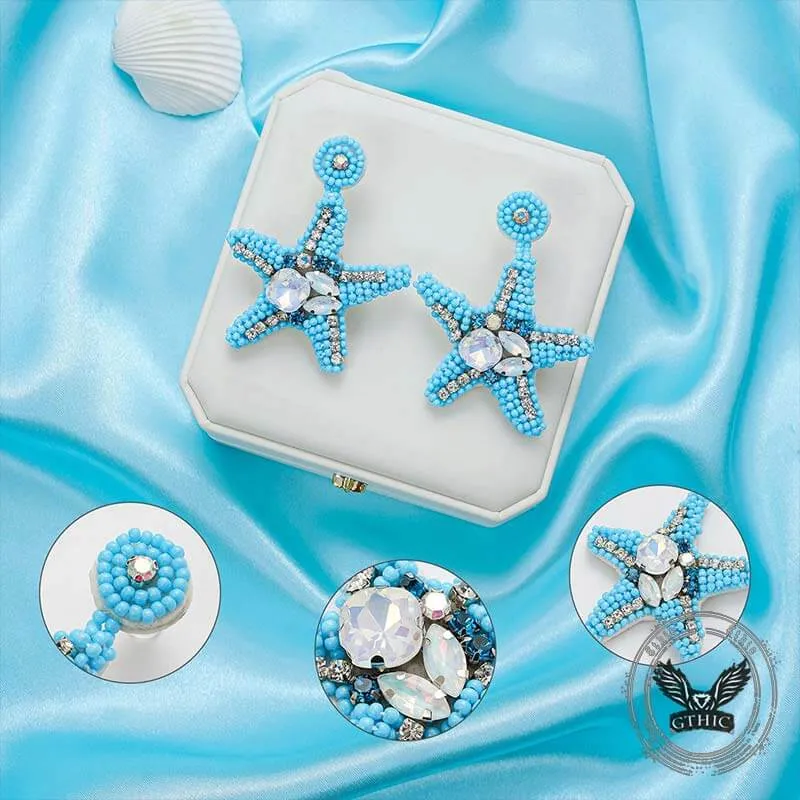 Ocean Style Braided Blue Starfish Rice Bead Earrings sold by GTHIC product image thumbnail 5