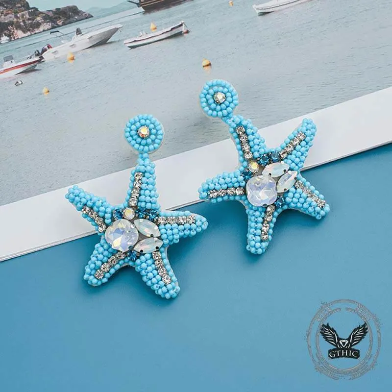 Ocean Style Braided Blue Starfish Rice Bead Earrings sold by GTHIC product image thumbnail 3