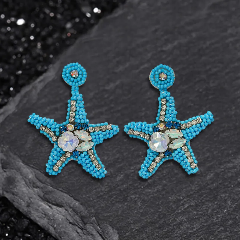 Ocean Style Braided Blue Starfish Rice Bead Earrings sold by GTHIC product image thumbnail 4
